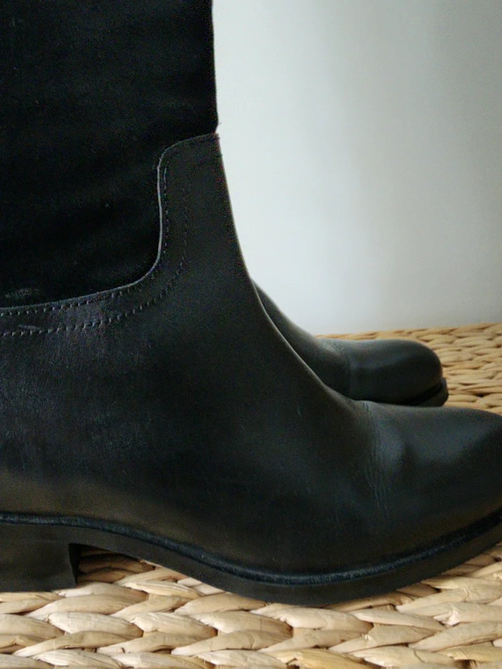 Women’s Black Lace-Up Knee-High Leather & Suede Boots (NWOT)